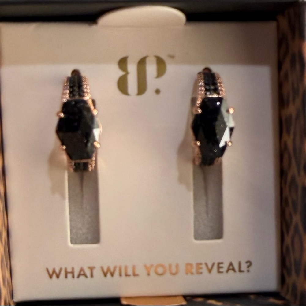 BP Black Onyx Sandstone Untamed Collection Statement Earrings NIB